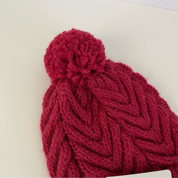 Mayoral Girls Raspberry Pink Wool Knit Pom-Pom Hat Size 12 NWT - Picture 2 of 6